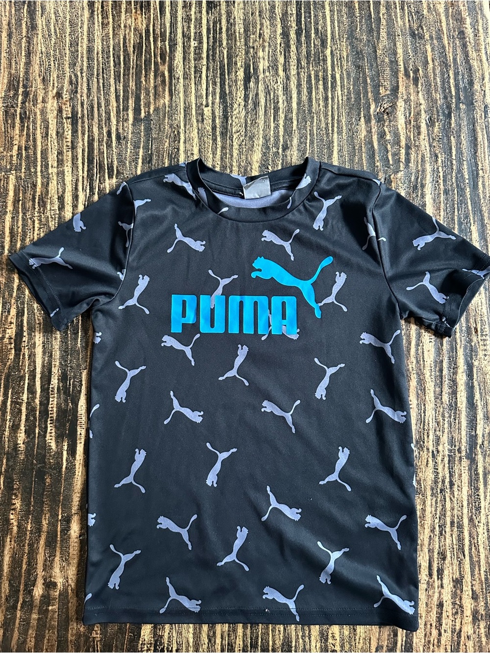 Puma Black Swim Rashguard with Blue Logo